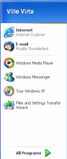 Windows XP:n Start-valikko